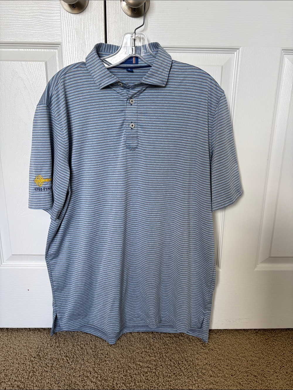 Striped Light Blue Polo Shirt with Collar